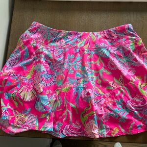 Lilly Pulitzer Pink and Blue Pleated Skater Skirt